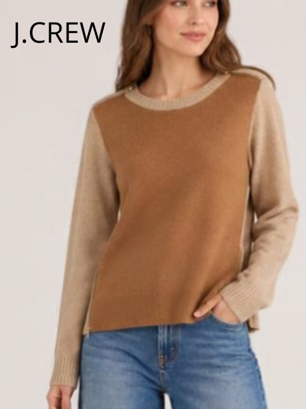 J.Crew Two Tones Beige Wool Sweater Large